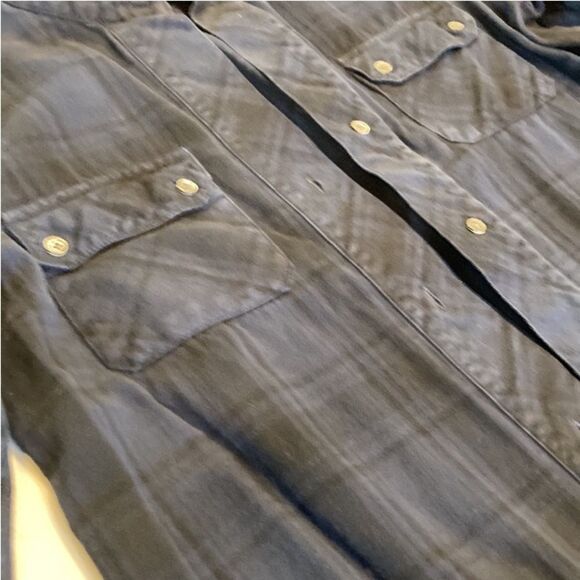 James Perse Blue And Black Plaid Cropped
Sleeve Button Front Mini Dress Size 2 - Picture 10 of 10